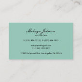 エレガントなティール(緑がかった色)のシェブロン青および黒いパターン 名刺 (裏面)