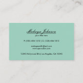 エレガントなティール（緑がかった色）のシェブロン青および黒いパターン 名刺 (裏面)