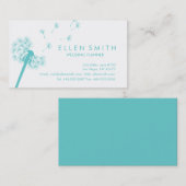 エレガントなティール(緑がかった色)のタンポポの名刺 名刺 (正面/裏面)