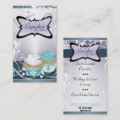 エレガントなティール（緑がかった色）の花の渦巻のカップケーキの名刺 名刺 (正面/裏面)