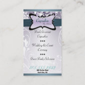 エレガントなティール（緑がかった色）の花の渦巻のカップケーキの名刺 名刺 (裏面)