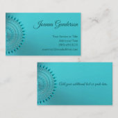 エレガントなティール(緑がかった色)の青緑の曼荼羅 名刺 (正面/裏面)