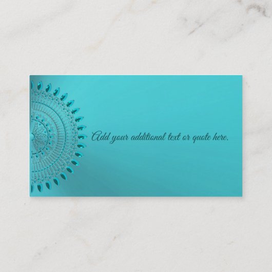 エレガントなティール（緑がかった色）の青緑の曼荼羅 名刺 (裏面)