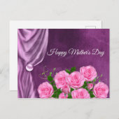 エレガントなテクスチャ、ピンクのバラ ポストカード (正面/裏面)