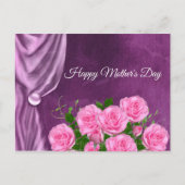 エレガントなテクスチャ、ピンクのバラ ポストカード (正面)