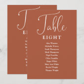 エレガントなテラコッタの席次表テーブルナンバー 招待状 (正面/裏面)