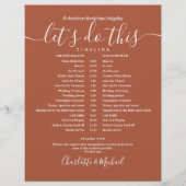 エレガントなテラコッタの結婚式スケジュールタイムライン (正面)