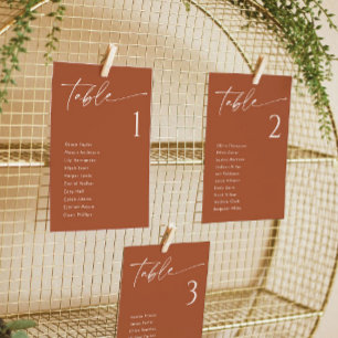 エレガントなテラコッタの結婚式席次表カード 招待状