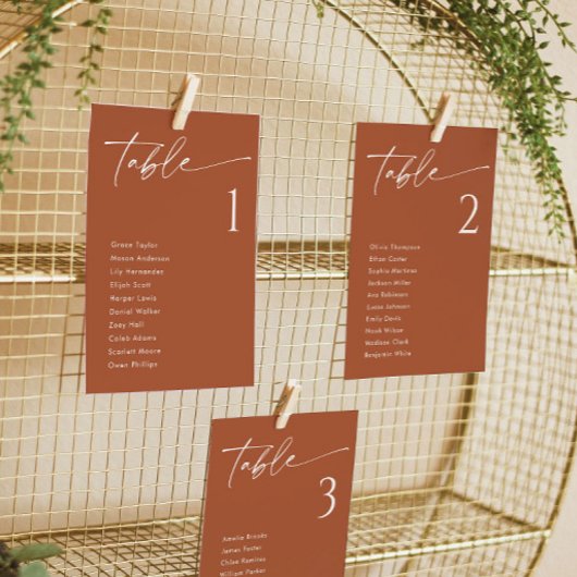 エレガントなテラコッタの結婚式席次表カード 招待状