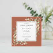 エレガントなテラコッタグリーンの結婚式前のお祝い 招待状 (スタンド正面)