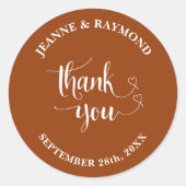 エレガントなテラコッタサンキューウェディングのお願い ラウンドシール (正面)