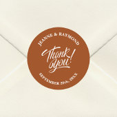 エレガントなテラコッタサンキューウェディングのお願い ラウンドシール