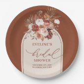 エレガントなテラコッタパンパスグラス ボホ ペーパー プレート (正面)