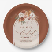 エレガントなテラコッタパンパス ボーホー ブライダル ペーパー プレート (正面)
