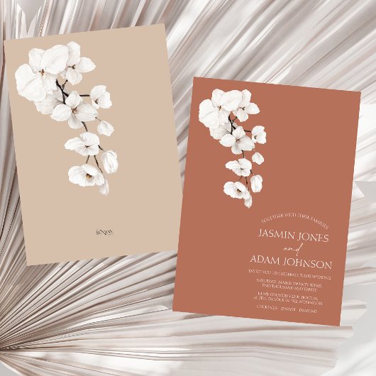 エレガントなテラコッタ オーチッド ウェディング 招待状
