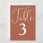 エレガントなテラコッタ シンプル 大きなテーブルナンバー 招待状 (裏面)