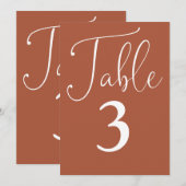 エレガントなテラコッタ シンプル 大きなテーブルナンバー 招待状 (正面/裏面)