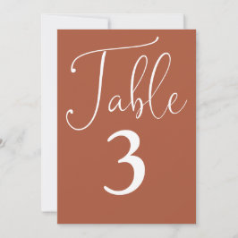 エレガントなテラコッタ シンプル 大きなテーブルナンバー 招待状