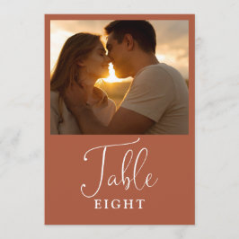 エレガントなテラコッタ フォト テーブル ナンバー 招待状