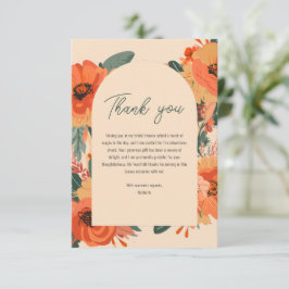 エレガントなテラコッタ フラワーのブライダルシャワー サンキューカード