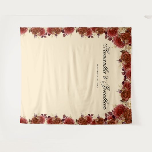 エレガントなテラコッタ フラワーズ ウェディング バックドロップ タペストリー (正面(横))