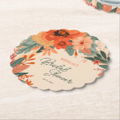 エレガントなテラコッタ フラワーブライダルシャワー ペーパーコースター (アングル)