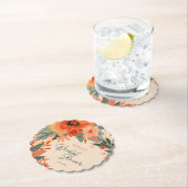 エレガントなテラコッタ フラワーブライダルシャワー ペーパーコースター (インサイチュ)