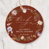 エレガントなテラコッタ フラワー ブライダル シャワー サンクス フェイバータグ (正面)