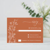 エレガントなテラコッタ フラワー ヴィンテージ ウェディング RSVP (スタンド正面)