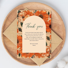 エレガントなテラコッタ ボーホー ブライダルシャワー サンキューカード