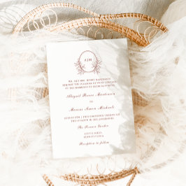 エレガントなテラコッタ モノグラム QR RSVP フォト ウェディング 招待状