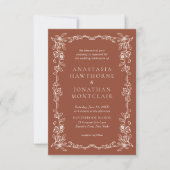 エレガントなテラコッタ ヴィンテージ ウェディング 招待状 (正面)