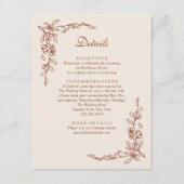 エレガントなテラコッタ ヴィンテージ フラワー ウェディング エンクロージャーカード (正面)