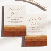 エレガントなテラコッタ 水彩抽象 砂漠 セーブザデート