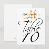 エレガントなテーブルナンバーカード ウェディング ホワイトタンジェリン インビテーションポストカード (正面/裏面)