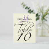 エレガントなテーブルナンバーカード 結婚式 ベージュ ラベンダー インビテーションポストカード (スタンド正面)
