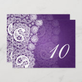 エレガントなテーブルナンバー ペイズリーレース パープル ポストカード (正面/裏面)