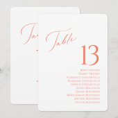 エレガントなテーブル番号とゲスト名の席札カード 招待状 (正面/裏面)