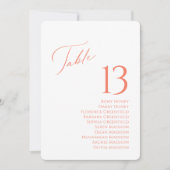 エレガントなテーブル番号とゲスト名の席札カード 招待状 (正面)