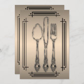 エレガントなディナー パーティー 招待状 (正面/裏面)