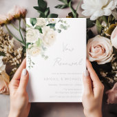 エレガントなディバイン ホワイトローズ & セージ 誓いの更新 招待状