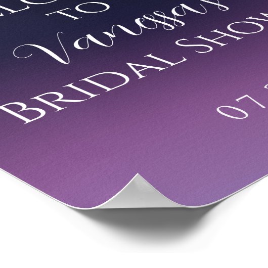 エレガントなディープパープルの花のブライダルシャワーの歓迎 ポスター (角)