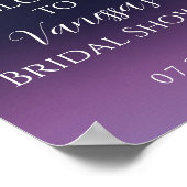 エレガントなディープパープルの花のブライダルシャワーウェルカム ポスター (角)