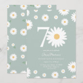 エレガントなデイジーの70歳の節目 誕生日 招待状 (正面/裏面)