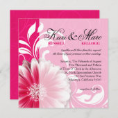 エレガントなデイジースクロール華麗さ|の明るい赤紫色 招待状 (正面/裏面)