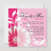 エレガントなデイジースクロール華麗さ|の明るい赤紫色 招待状 (正面)