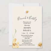 エレガントなデイジーブランシュとバブルブライズシャワー 招待状 (正面)