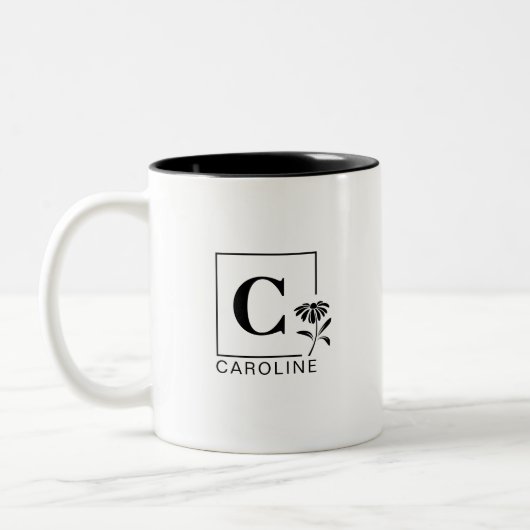 エレガントなデイジー モノグラム マグ - あなただけの特別な記念品 (左)