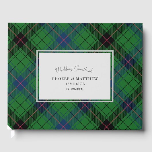 エレガントなデイビッドソン タルタン 緑色のルースティック チェック柄 ゲストブック (正面)