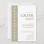 エレガントなデザインのギリシャまたはローマの誕生日パーティー 招待状 (正面)
